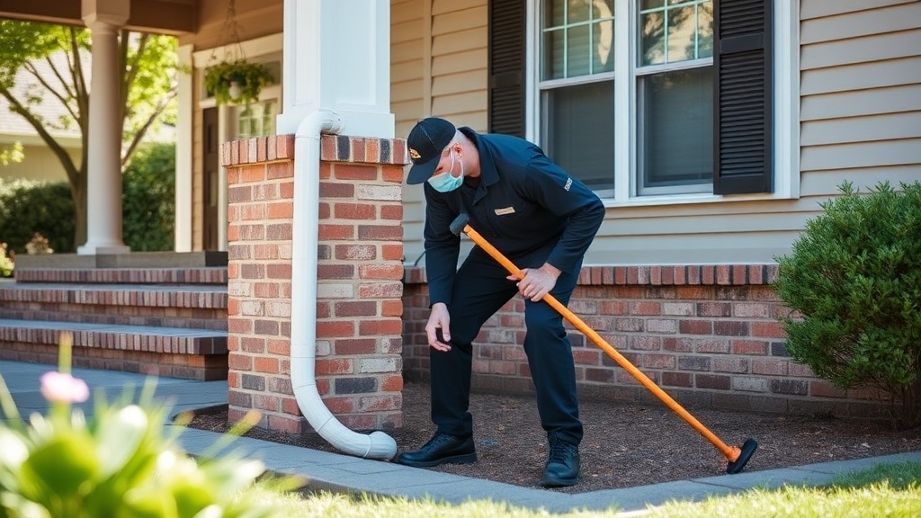 Professional pest control technician applying exterior treatment